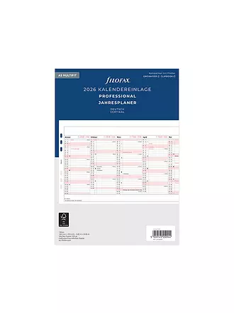 FILOFAX | Recambio de calendario Planificador anual alemán A5 2026 | 